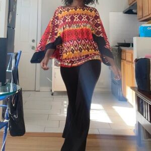 Kate & Mallory Vibrant Multicolor Wide Arm Blouse